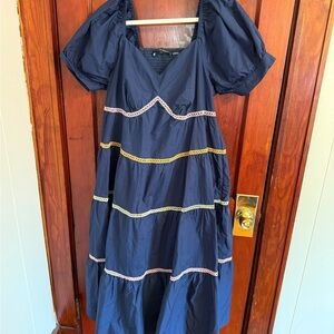 English Factory for Anthropologie Navy Tiered Dress – Size 1X | NWOT